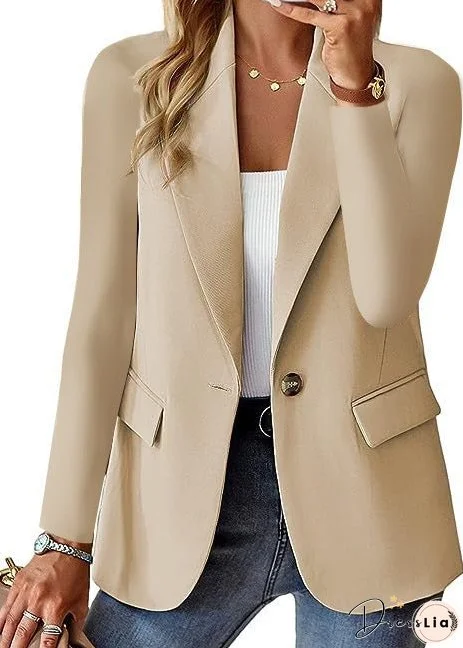 Polyester Autumn Long Sleeve Solid Color Cardigan Small Suit Jacket For Women