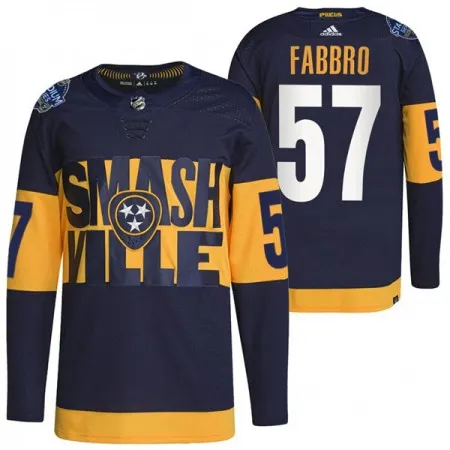 Men's Nashville Predators #57 Dante Fabbro 2022 Navy Stadium Series  Player Stitched Jersey