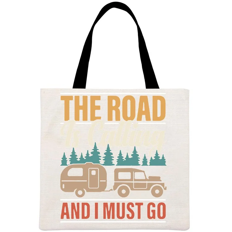 The Road Is Calling And I Must Go Printed Linen Bag-Annaletters