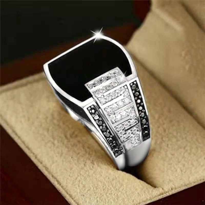 Minimalist Geometric Alloy Plating Inlay Rhinestones Men’s Rings 1 Piece