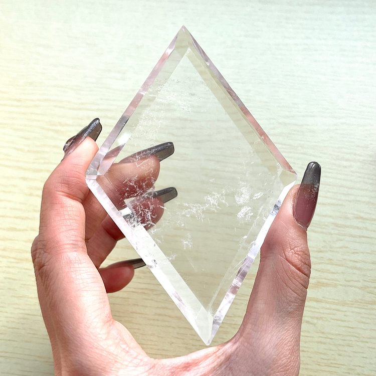 Clear Quartz Diamond/Rhombus on Stand 1set