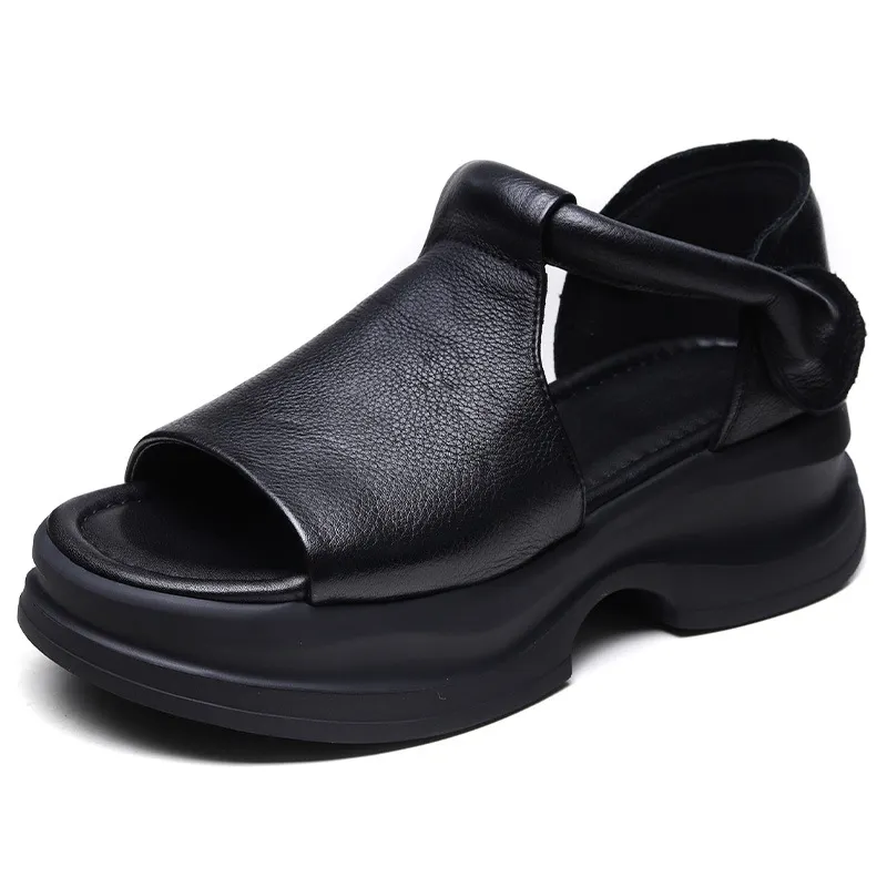 Yyvonne Head-Level Cower Hand-Bag Root Magic Stick Thick Soles Ultra-Light Sandals Summer Ladies Hollow Pine Pastry Sandals