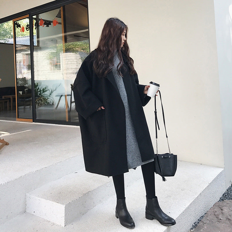 Aiertu brown puffer jacket outfit Women's Korean-Style Mid-Length Cashmere Coat Short Fashionable Autumn and Winter Loose High-End Woolen Coat aiertu