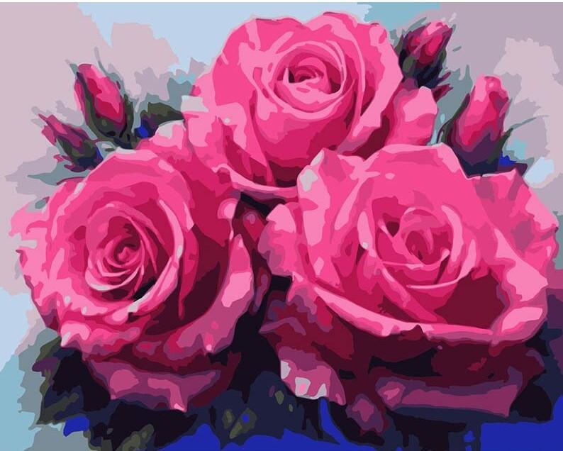 

Three Pink Roses – Paint By Numbers - 40*50CM, 501 Original