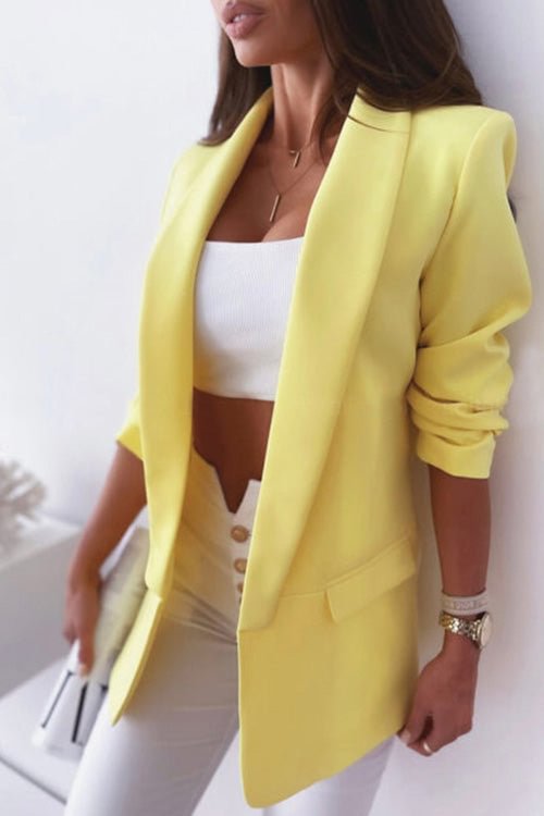 Rowangirl Fashion Solid Lapel Long Sleeve Slim Suit Coat