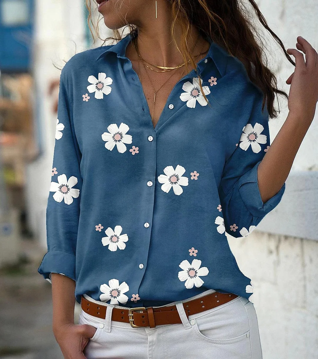 Printed  Color Long-sleeved Shirt
