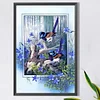 (Grande Taille) Cadre peinture &eacute;toile fleur bluebird-plein diamant rond peinture-40 * 60cm