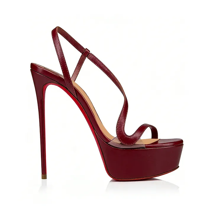 150mm  Spotlight Wavy Straps Sandals Red Bottom Stilettos High Heel Sandals Platform