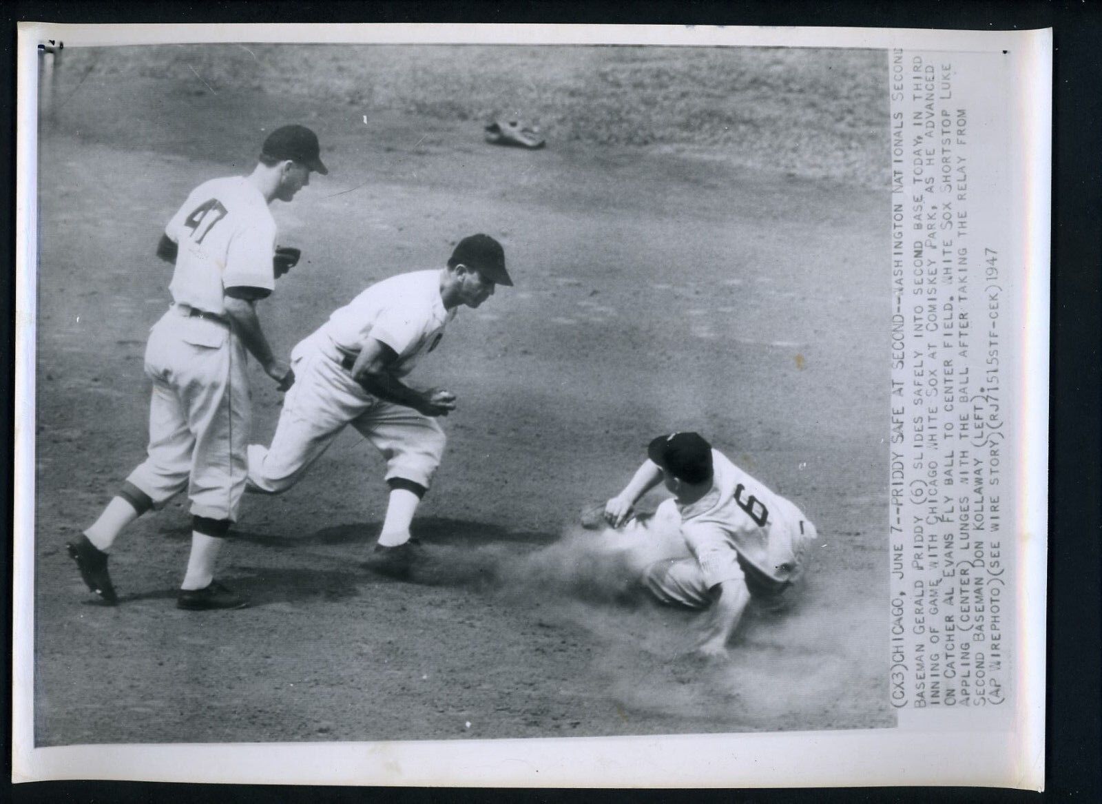 Luke Appling Don Kolloway Jerry Priddy 1947 Press Photo Poster painting Senators White Sox