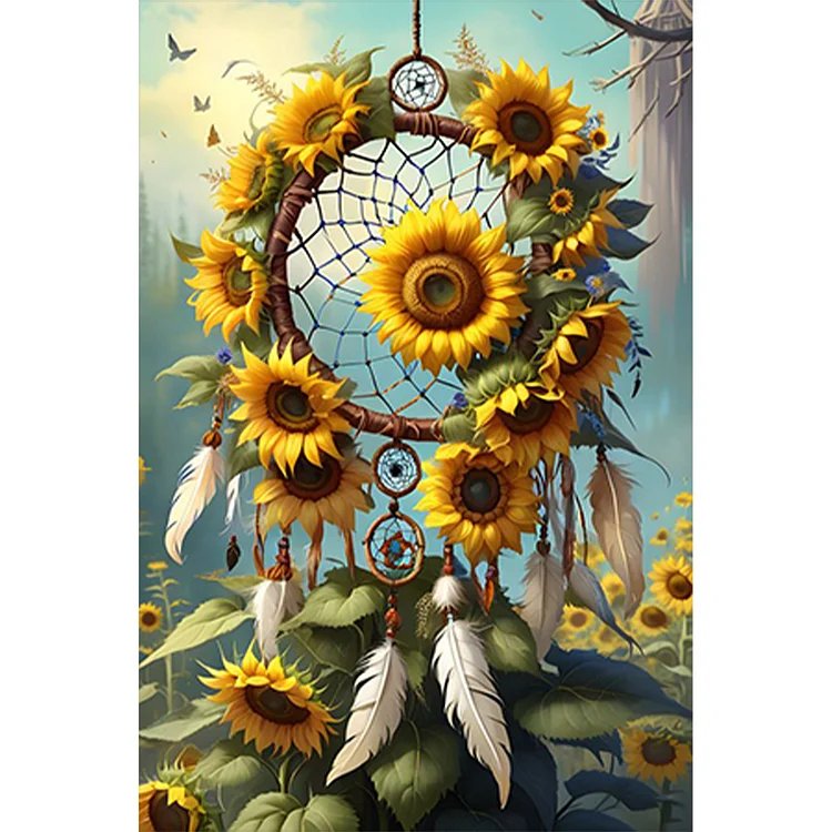 Sunflower Dream Catcher 30*45CM (Canvas) Full Round Drill Diamond Painting gbfke