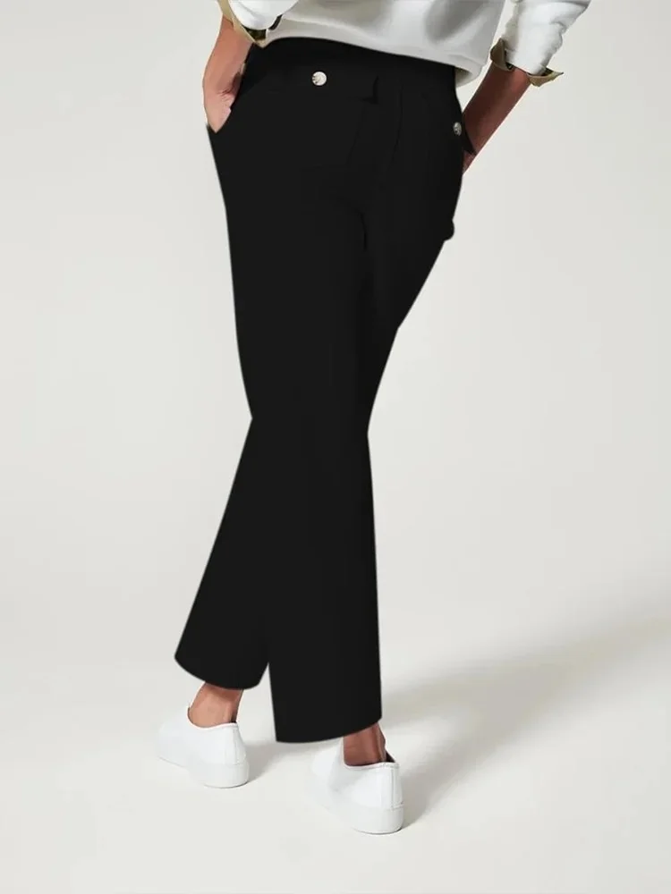 [Risen] High Rise Tummy Control Wide Leg  Pant-White main image 0