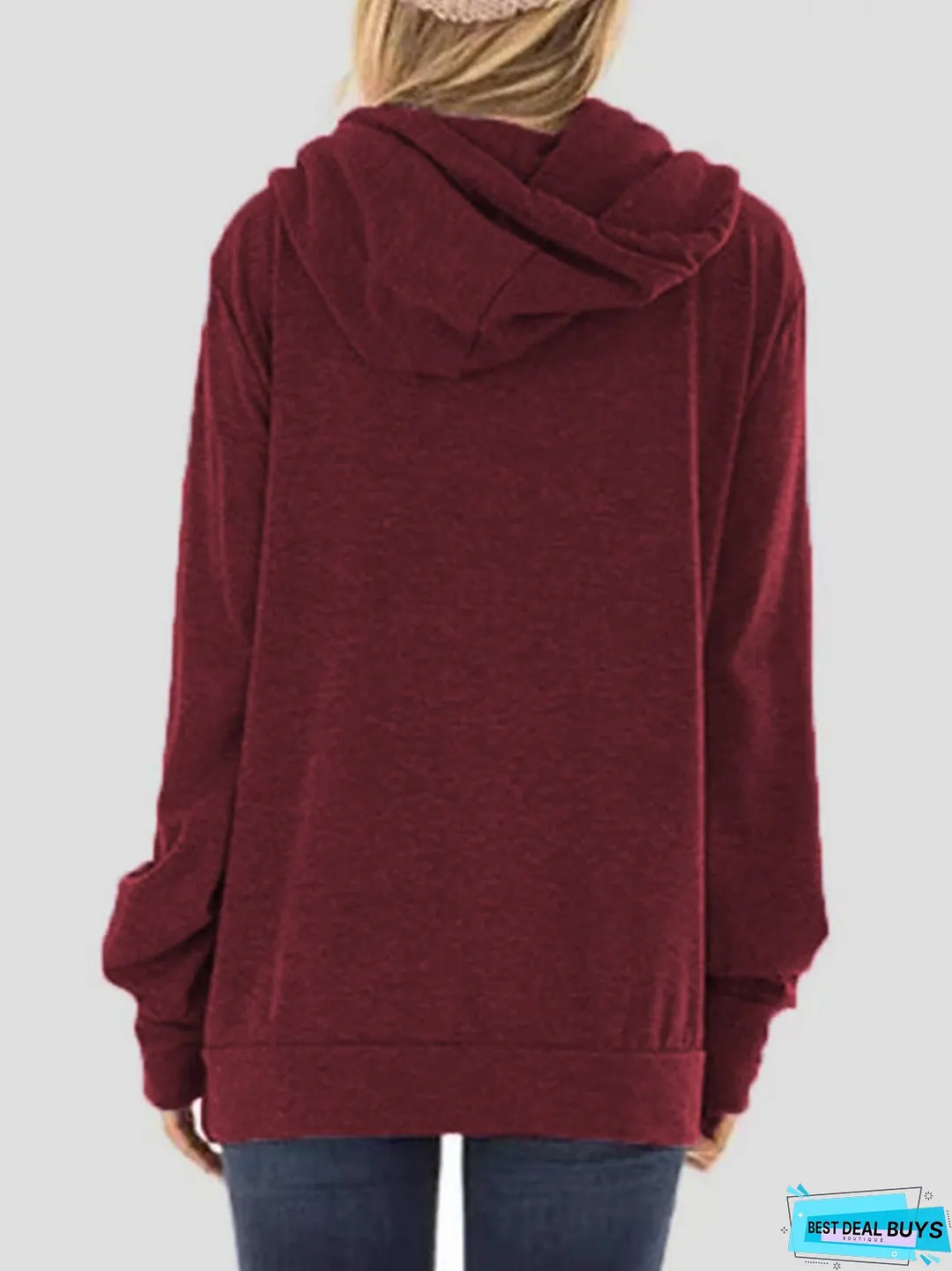 Drawstring Letter Graphic Long Sleeve Hoodie