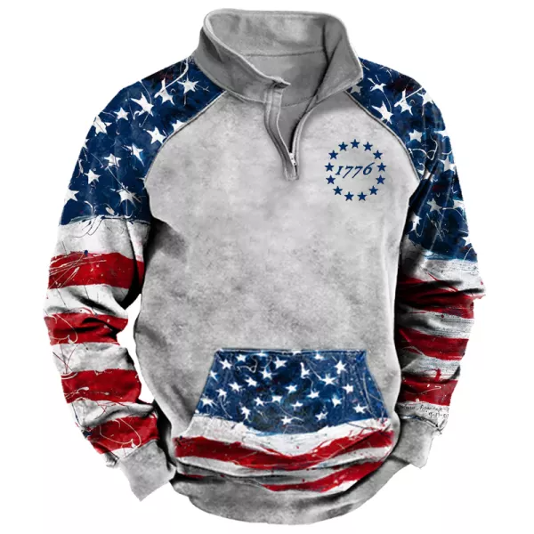 Mens Winter American Flag Sweatshirt