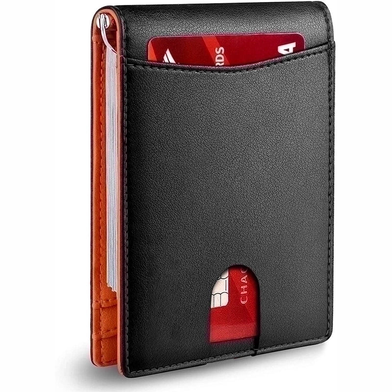 Men’s Solid Color Carbon Fiber Microfiber Flip Cover Card Holders