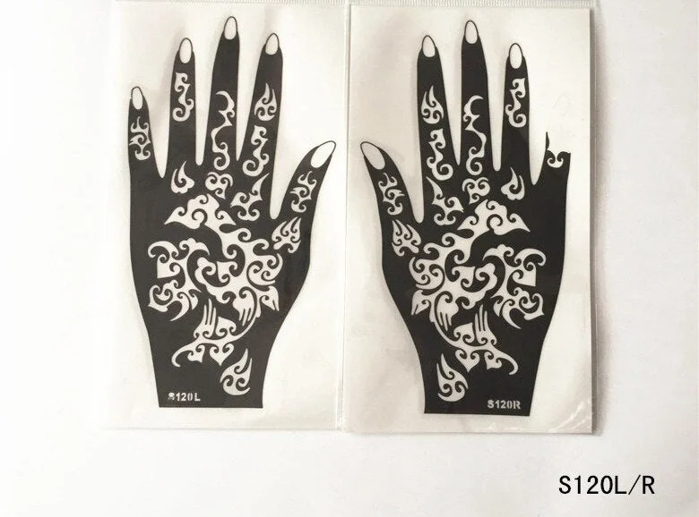 2Pcs/Set Temporary Tattoo stencil 25 designs Body Art Men Women Indian Henna pattern Beauty Waterproof Fake Arm Hand Reuse tatoo
