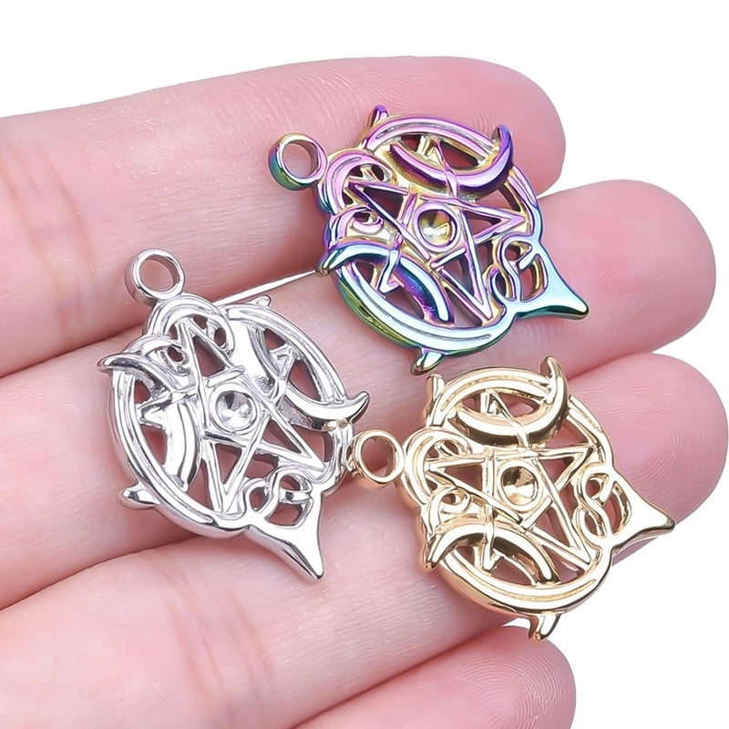 1 Piece 25x20mm Hole 2~2.9mm 304 Stainless Steel 18K Gold Plated Pentagram Pendant