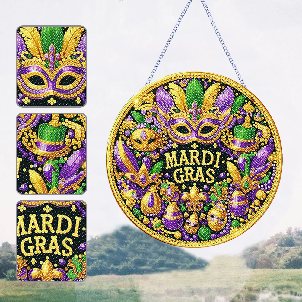 DIY St Patrick Mask Acrylic Wreath Diamond Painting Hanging Pendant Wall Decor