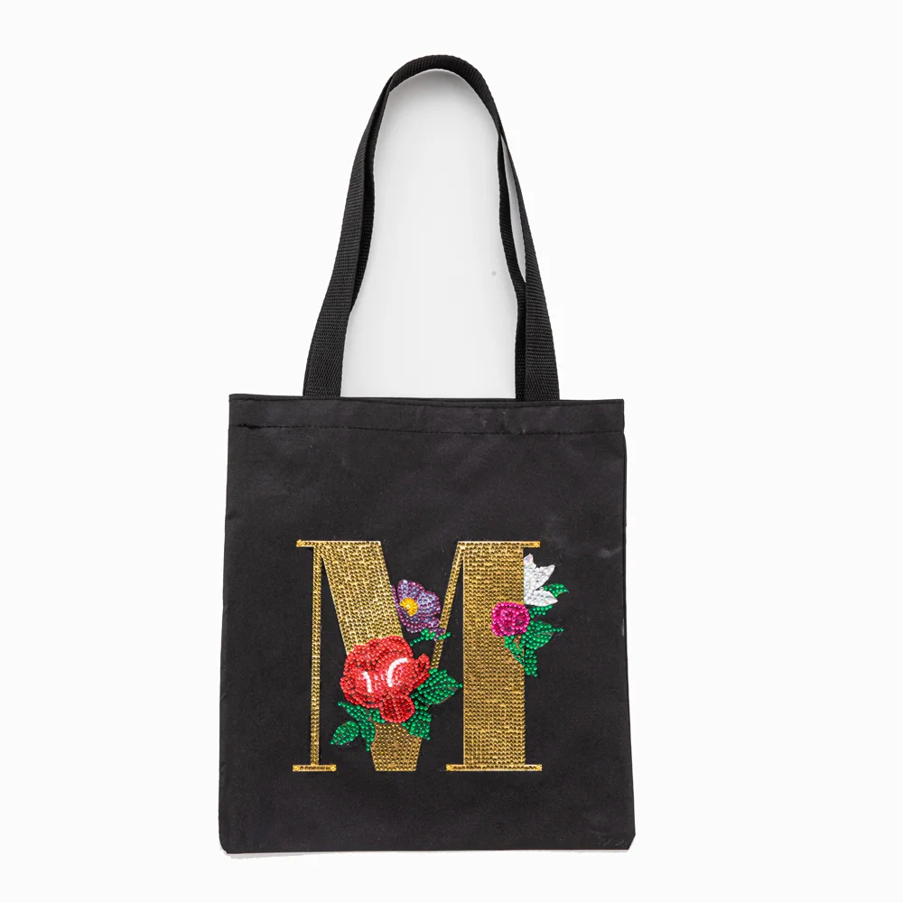 DIY Diamonds Painting Handbag Linen Shopping Bag Portable Fashion for Work