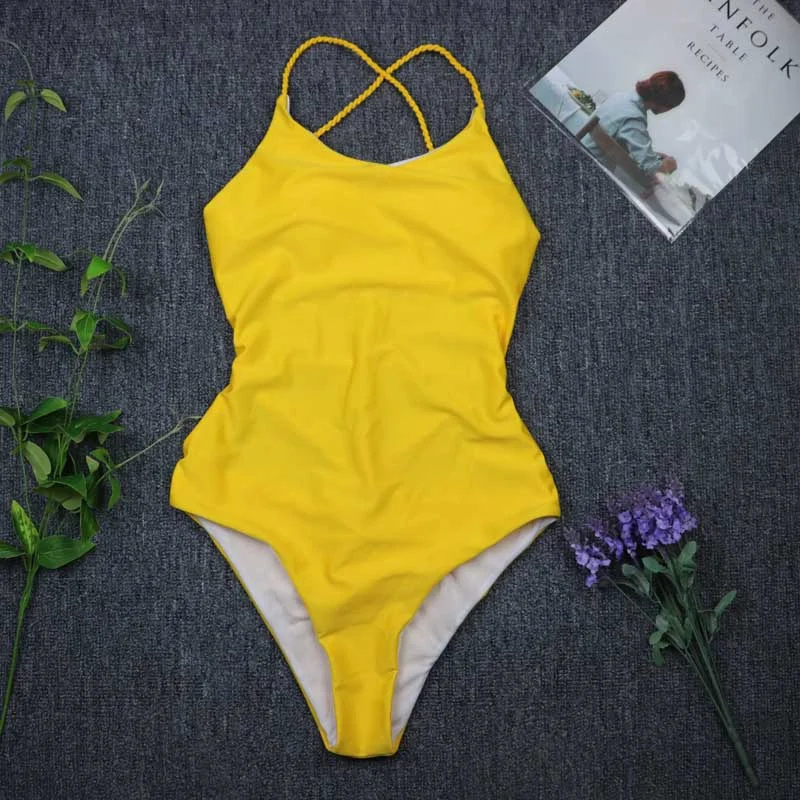 women Swimwear 2020 Sexy high cut one piece swimsuit Backless swim suit thong Bathing suit female Monokini 2748