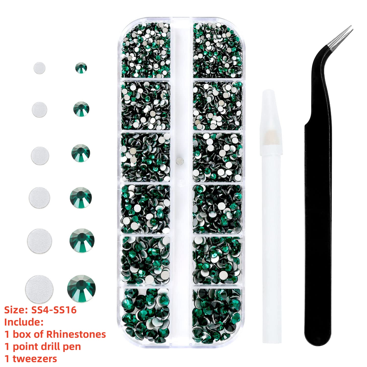 Multi-Size Nail Rhinestones Kit 3D Crystal AB DIY Nail Art Decors Diamond Gems Glitter Manicure Point Drill Pen Tweezers Tools #