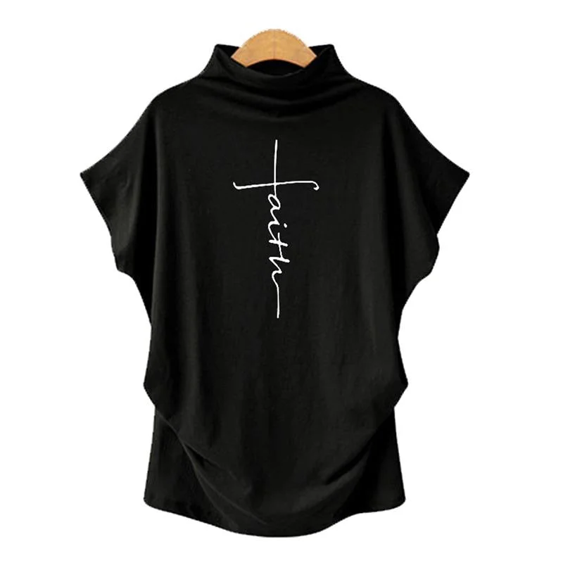 2020 Summer Short Sleeve T Shirt  Women Faith Cross Printed Oversized Women Tshirt Streetwear Casual Tops Tee Shirt Femme