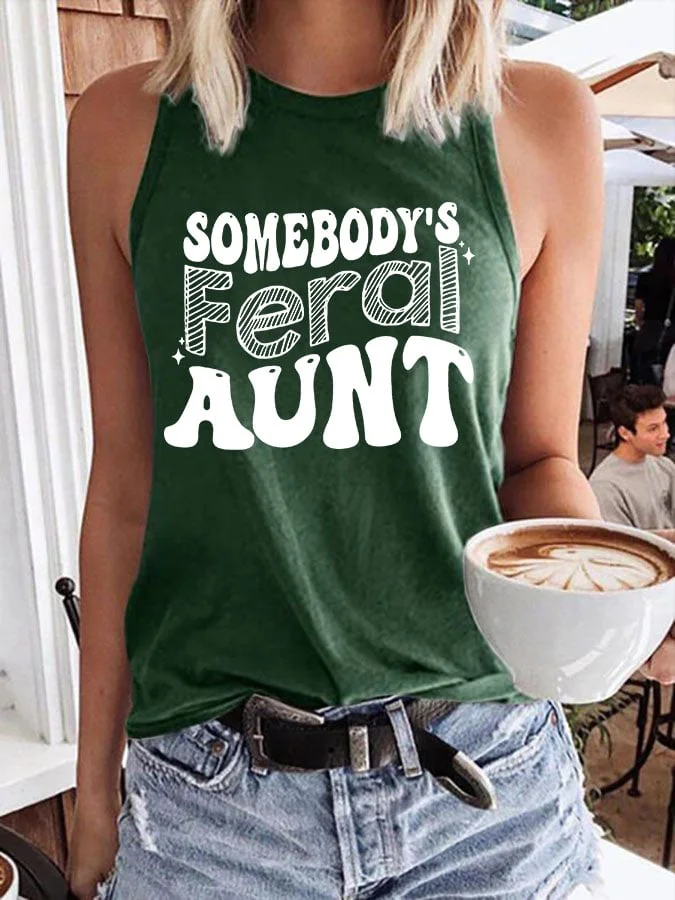 Women's Somebody’s Feral Aunt Print Tank Top socialshop