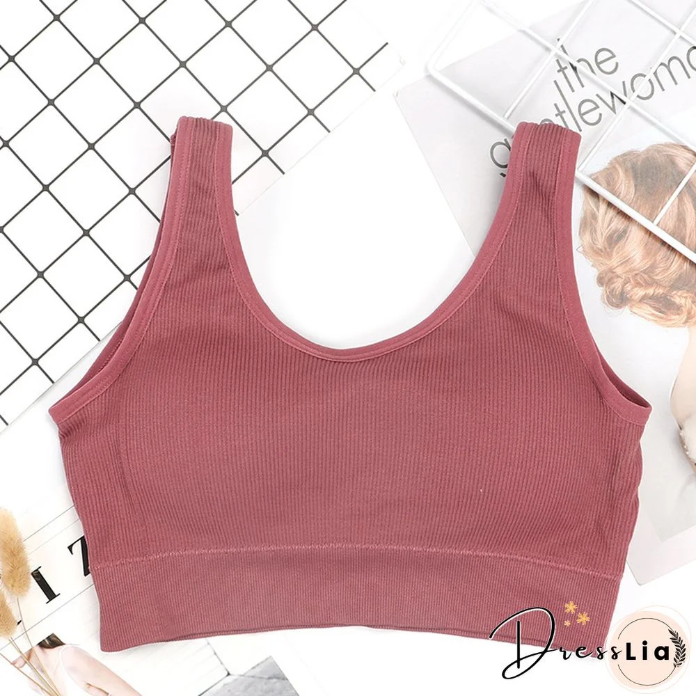 Women Tank Crop Top Seamless Sport Camisole Underwear Push Up Bra Sports Sleeveless Tops