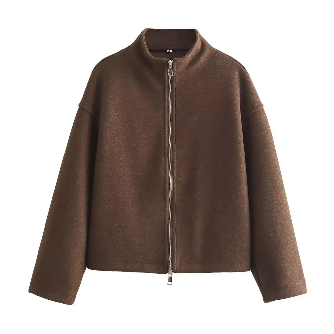 Nigikala Nigikala Spring And Autumn Sports Jacket Collar Loose Long-Sleeved Women's Hair Jacket Jacket Coat B88688