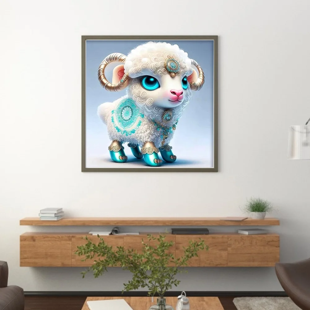 11CT Full Stamped Cross Stitch - Zodiac Sheep(Canvas|40*40CM)