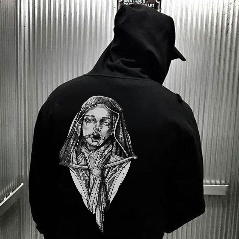 Hopeless Nun with Sex Item Black Print Hoodie
