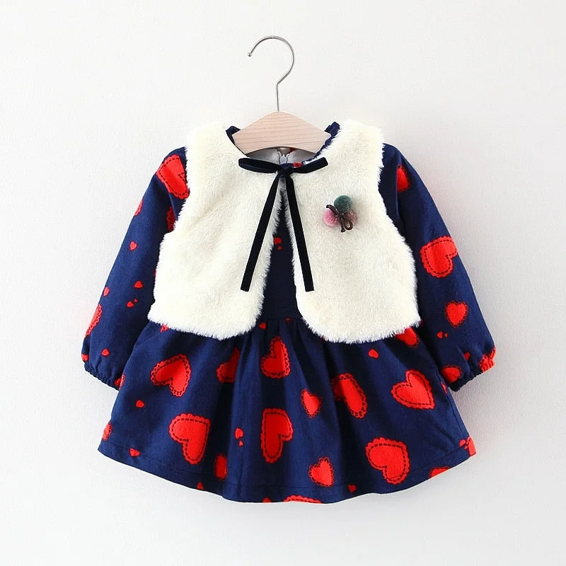 2022 Winter Warm Casual Princess Girls Dress Christmas Party Long Sleeve Cardigan knitted kids Dresses For Girls 6yrs vestidos