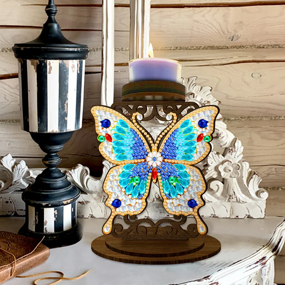 5D DIY Butterfly Desktop Diamond Painting Art Candle Holder Home Decor 