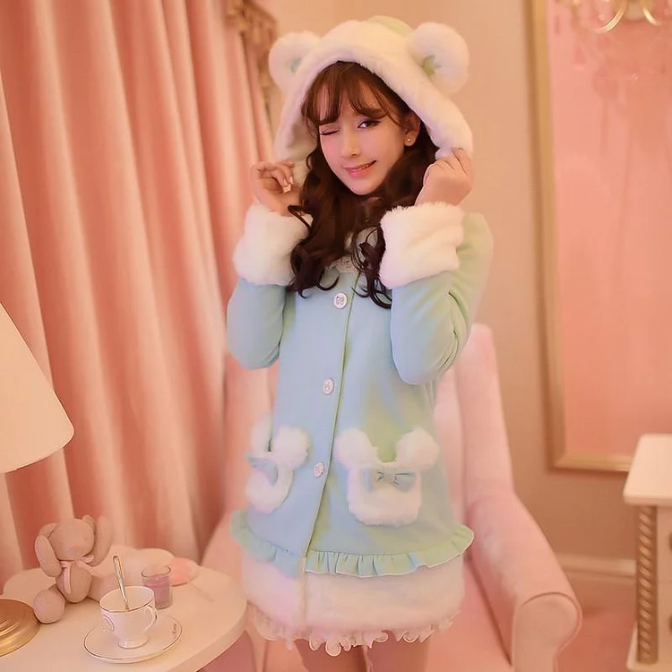 S/M/L Cute Bear Ears Winter Hoodie Coat SP154688