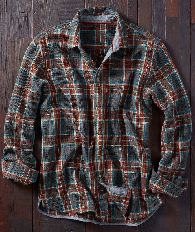 Men's Casual Check Print Long Sleeve Lapel Shirt