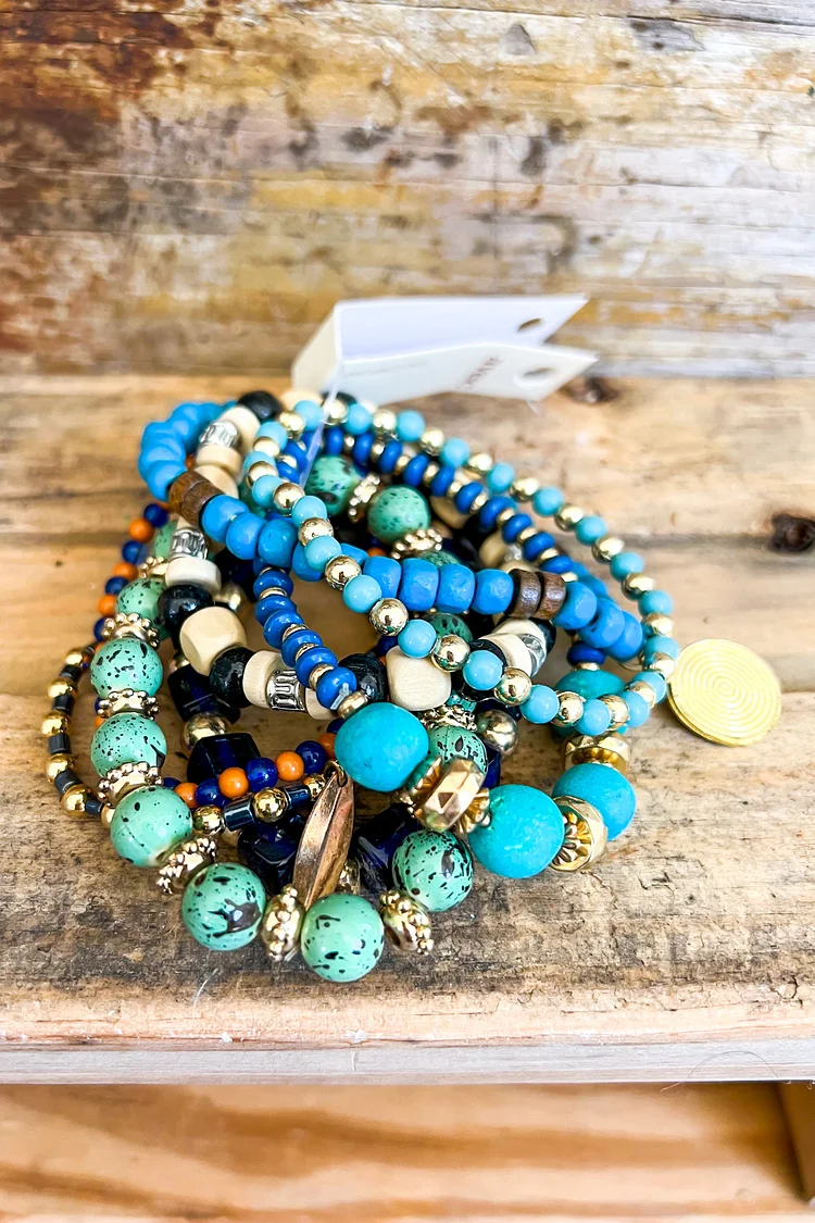 Mixed Color Beaded Bracelet - TURQUOISE