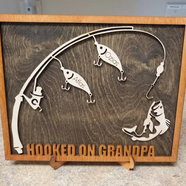 Fathers Day Sign, Grandpa Sign, Fathers Day Gift, Hooked on