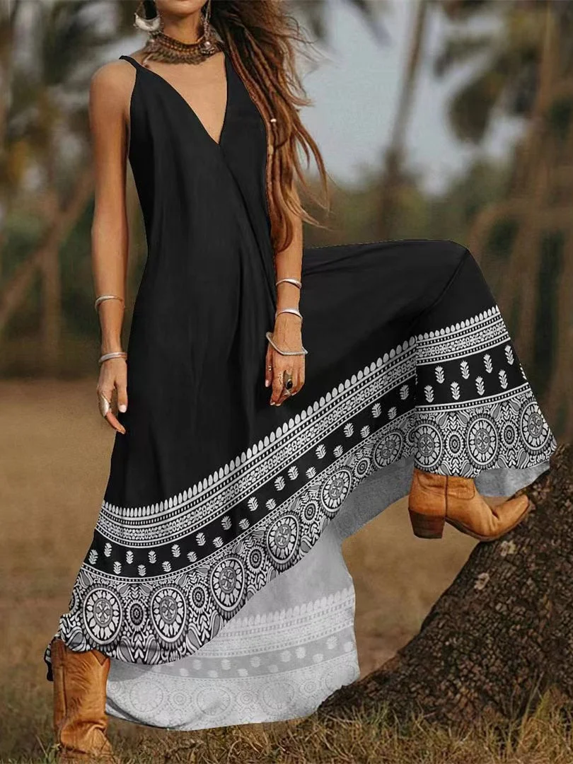 Women's V Neck Sleeveless Maxi Dress
