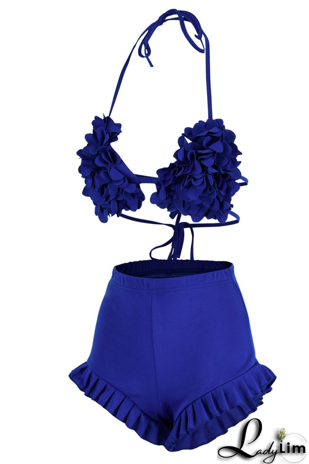 Pink Sexy Solid Split Joint Halter Sleeveless Two Pieces