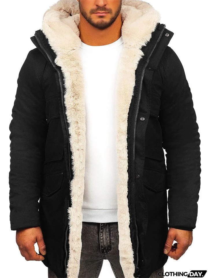 Men's Casual Hooded Zip Up Thicken Warm Plush Coats