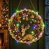 DIY Special Shaped Diamond Painting Wreath, Double-Sided Printing Christmas Wreath Hanging with LED Light Decor Kit 
