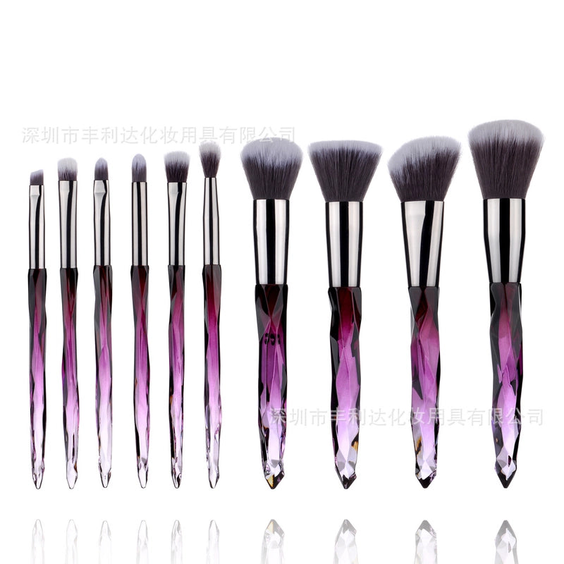 Minimalist Pink Purple Blue Arylic Artificial Fiber Acrylic Handle Makeup Brushes 1 Set
