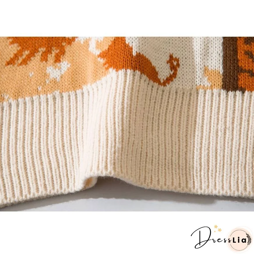 Lovely Tiger Stitching Sweater