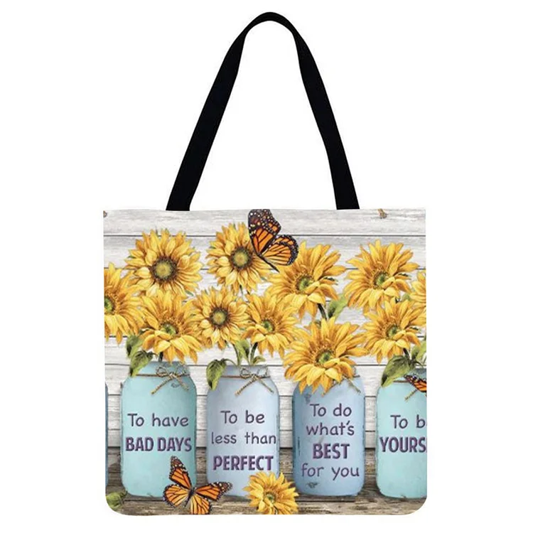 Sunflower Butterfly - Linen Tote Bag