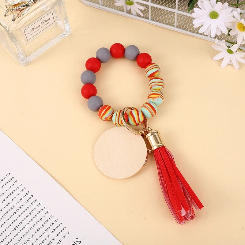 Minimalist Classic Style Solid Color Silica Gel Beaded Unisex Bag Pendant Keychain