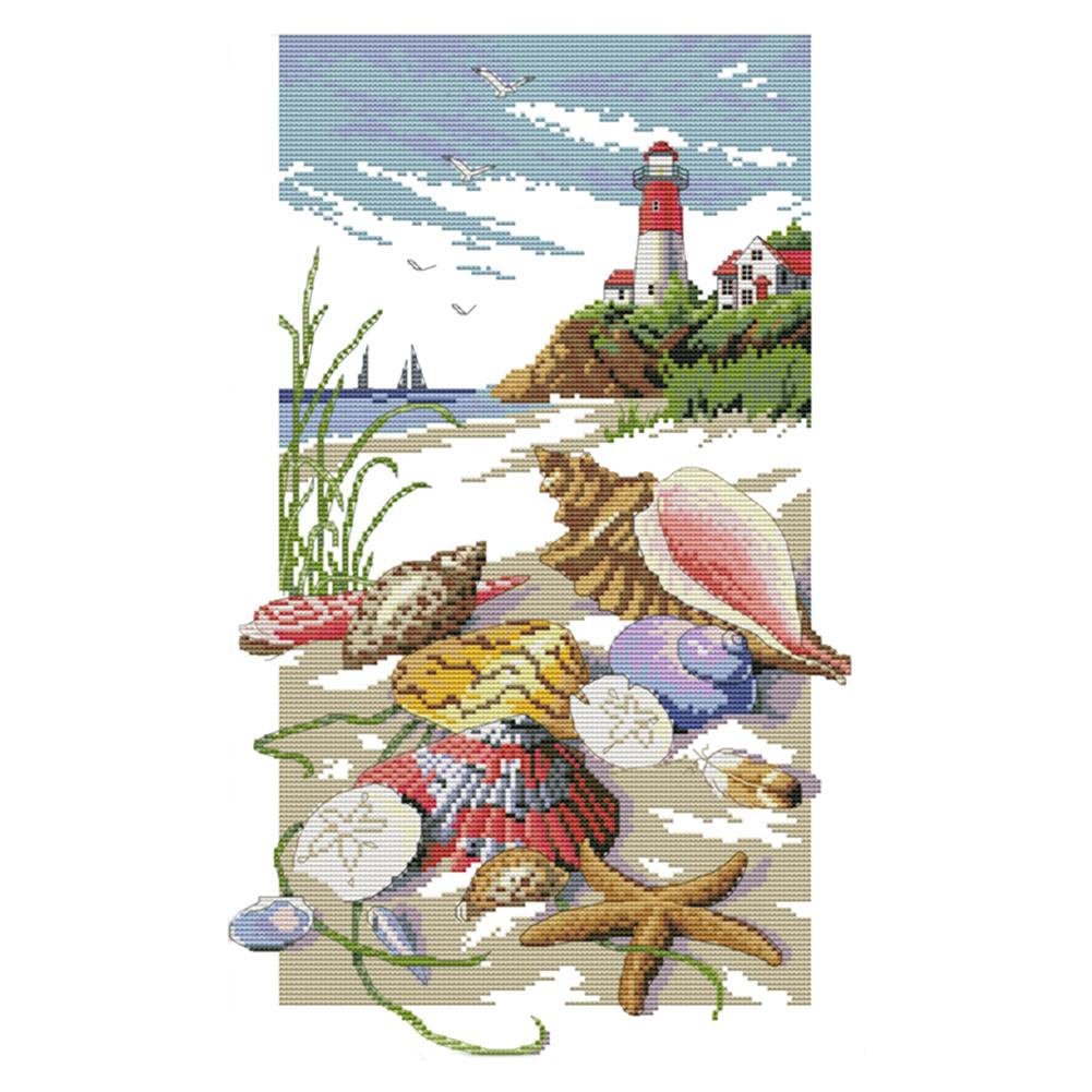

Seaside - 14CT Stamped Cross Stitch - 46x31cm, 501 Original