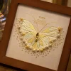 3D DIY Bead Embroidery Butterfly Home Decor Gift Tabletop Display Frame Kit(Include Embroidery Hoop)