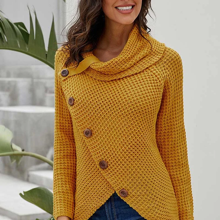 Women Sherpa Jacket Thickened Sweater Women's Autumn and Winter Single Row Diagonal Buckle Long Sleeve Asymmetric Sweater