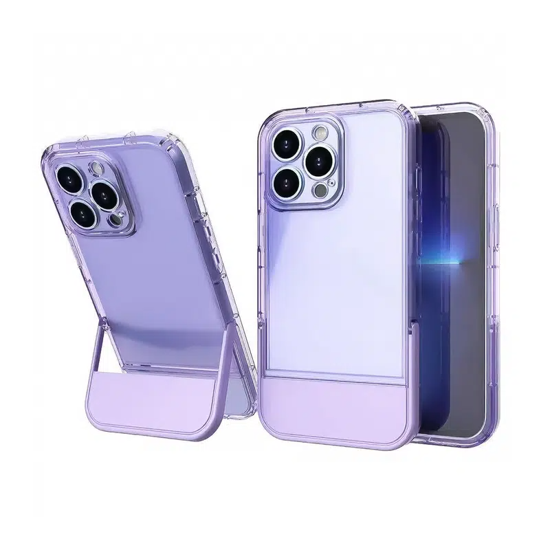 Purple Transparent Case With Hidden Holder For IPhone