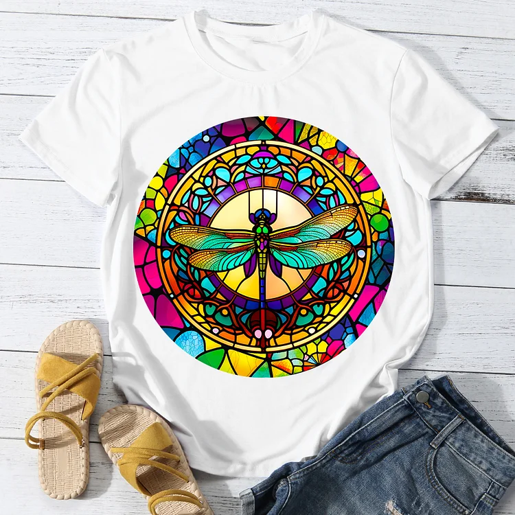 Dazzling Dragonfly Women Round Neck T-shirt - BSTCA0094