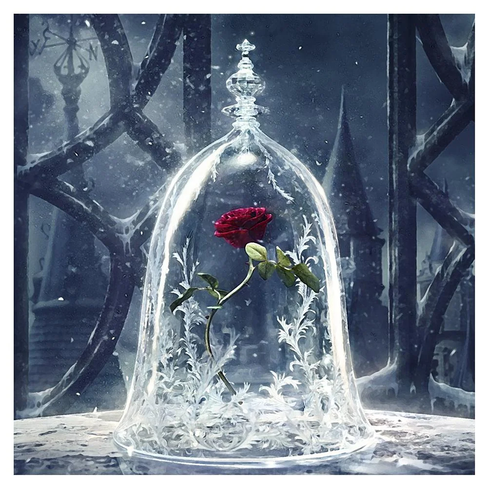 Full Round Diamond Painting Beauty and the Beast Rose (30*30cm)